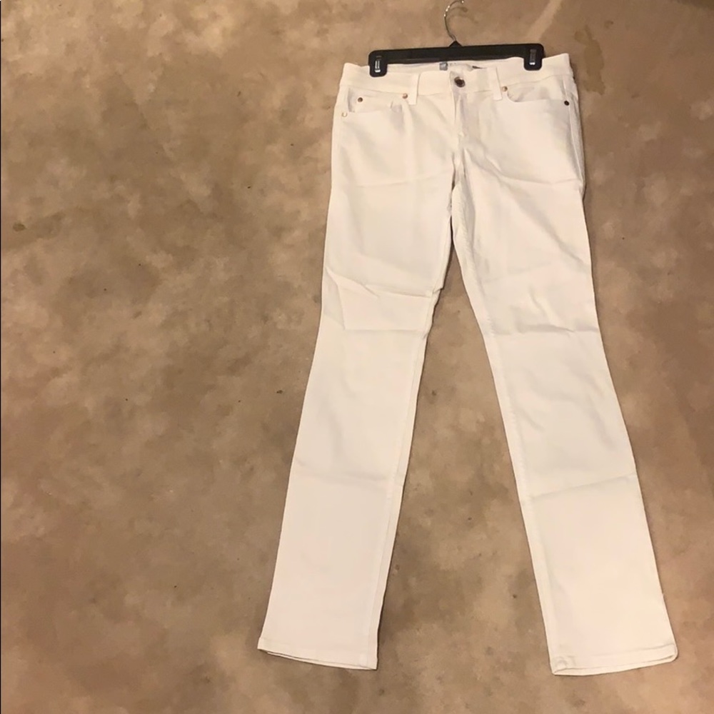 Level 99 cream skinny straight stretch jeans